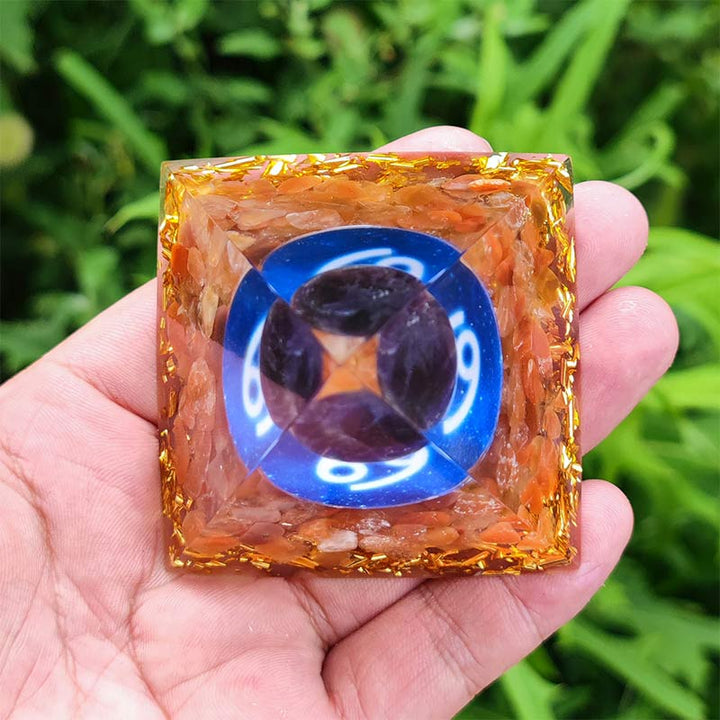 Olivenorma Amethyst with Carnelian Cancer Zodiac Orgone Pyramid - image 3