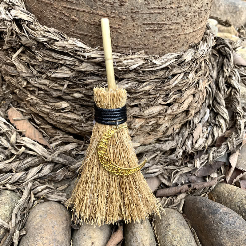 Olivenorma Handmade Mini Broom Crystal Ornamet - Gold Moon #1 - image 21