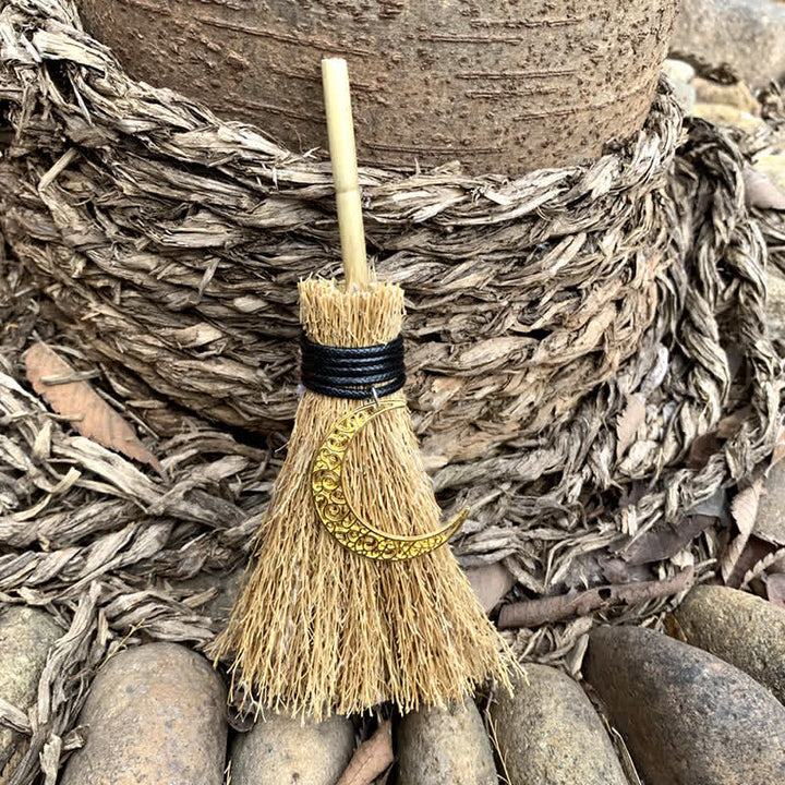 Olivenorma Handmade Mini Broom Crystal Ornamet - Gold Moon #1 - image 21
