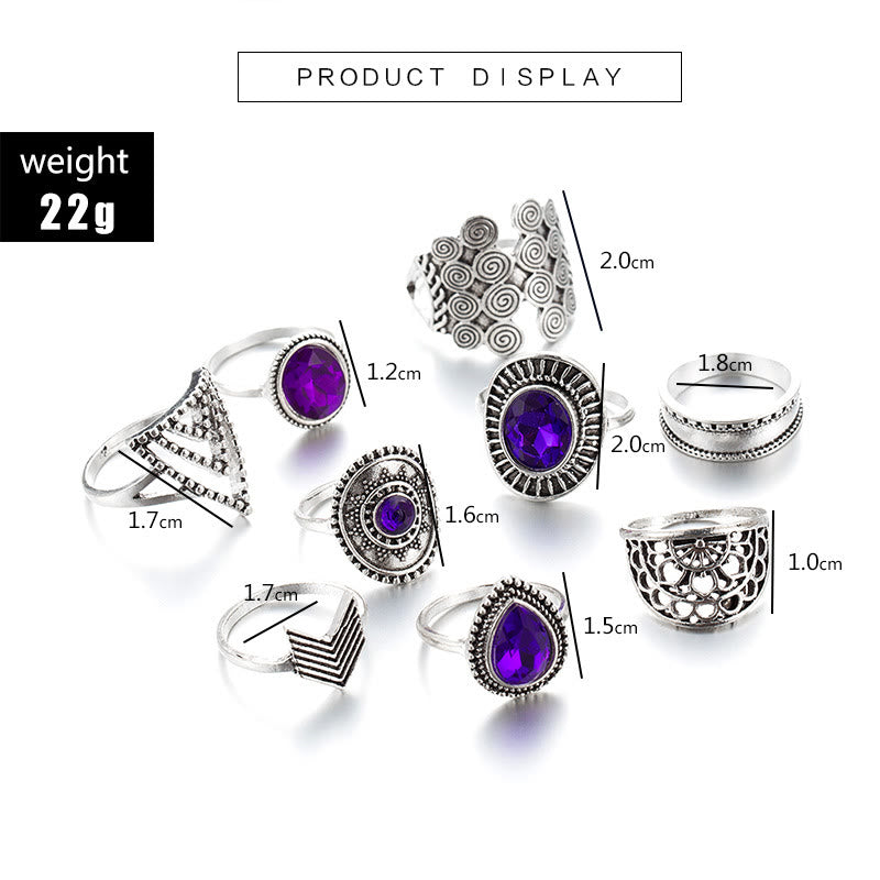 Olivenorma Vintage Purple Zircon Hollow 9 Piece Ring Set - image 5