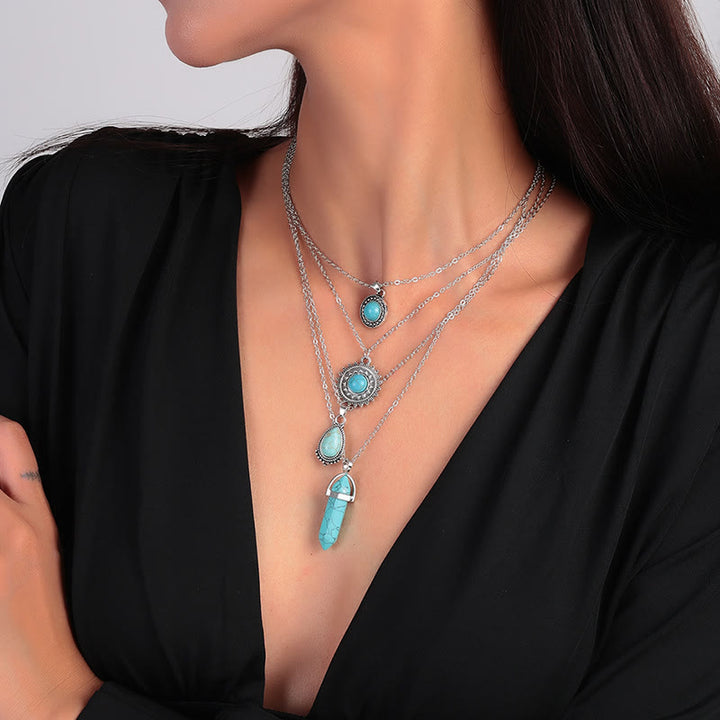 Olivenorma Turquoise Earrings Multi-layered Necklace Set - Necklace Set - image 0