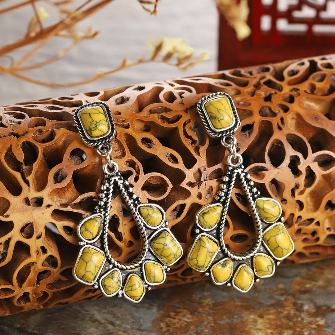 Olivenorma "Sedona Sky" Vintage Turquoise Earrings - Yellow Turquoise - image 7