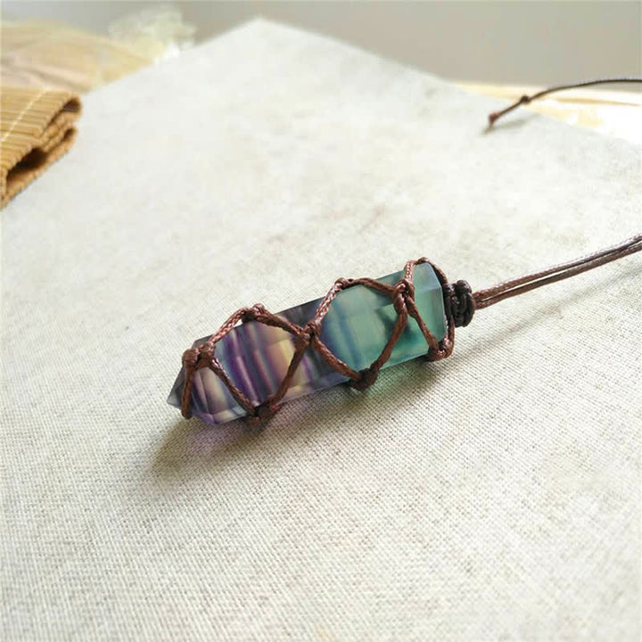 Olivenorma Natural Fluorite Hexagonal Prism Gemstone Necklace - image 2