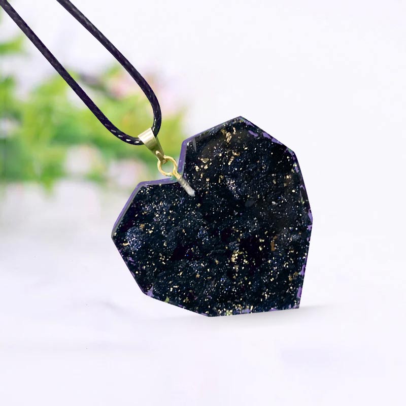 Olivenorma Blue Sandstone Natural Crystal Heart Necklace - image 2