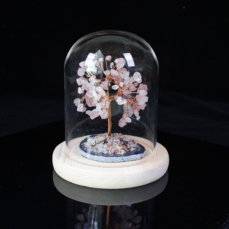 Olivenorma Natural Crystal Crushed Stone Flower Tree Glass Decoration - Pink - image 2