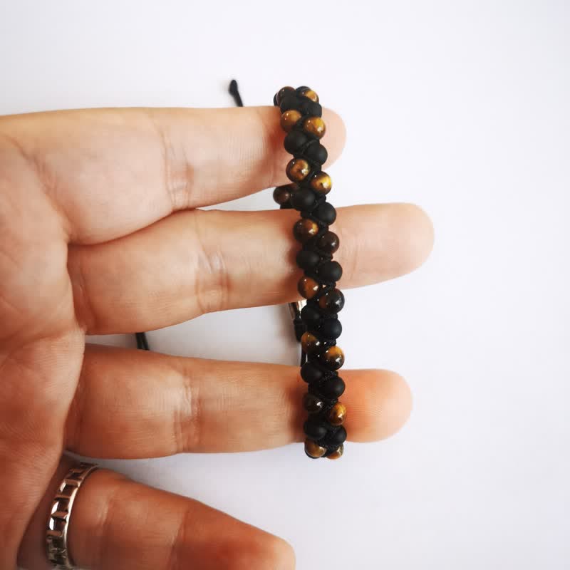 Olivenorma Tiger Eye Black Onyx Beads Braided Bracelet - image 3
