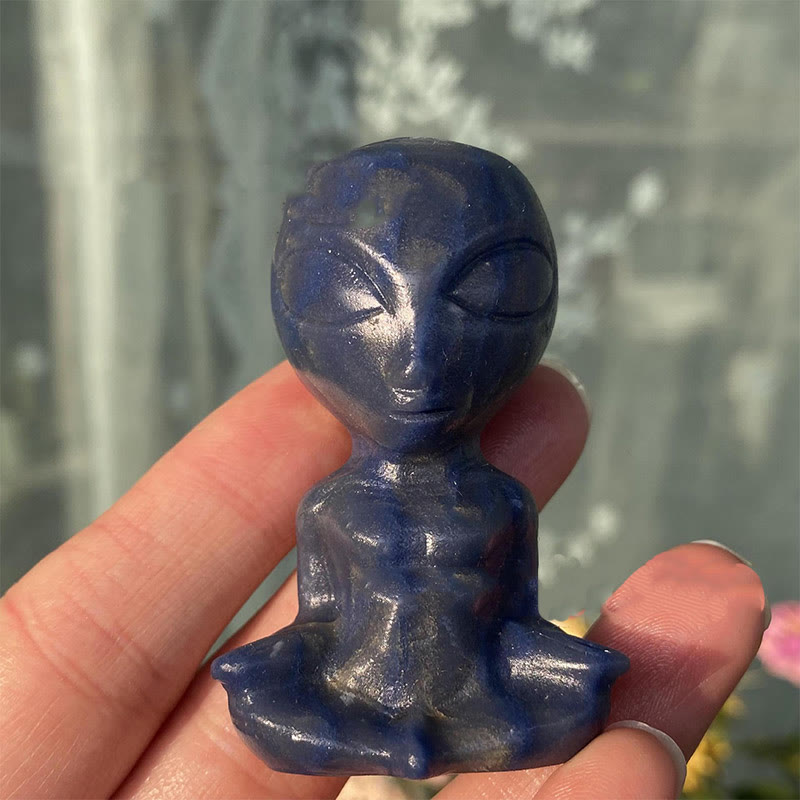 Olivenorma Natural Stones Alien Skull Carved Gemstone Decoration - Blue Aventurine - image 11