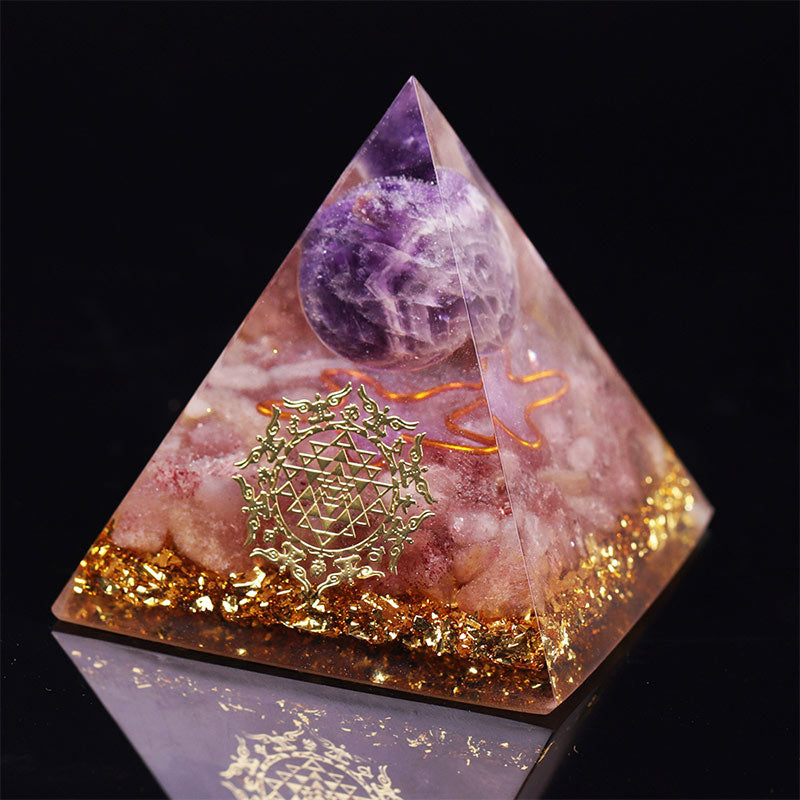 Olivenorma Amethyst Strawberry Quartz Orgone Pyramid - image 5