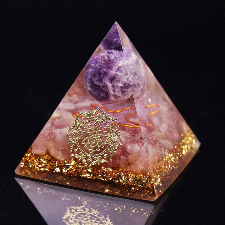 Olivenorma Amethyst Strawberry Quartz Orgone Pyramid - image 5