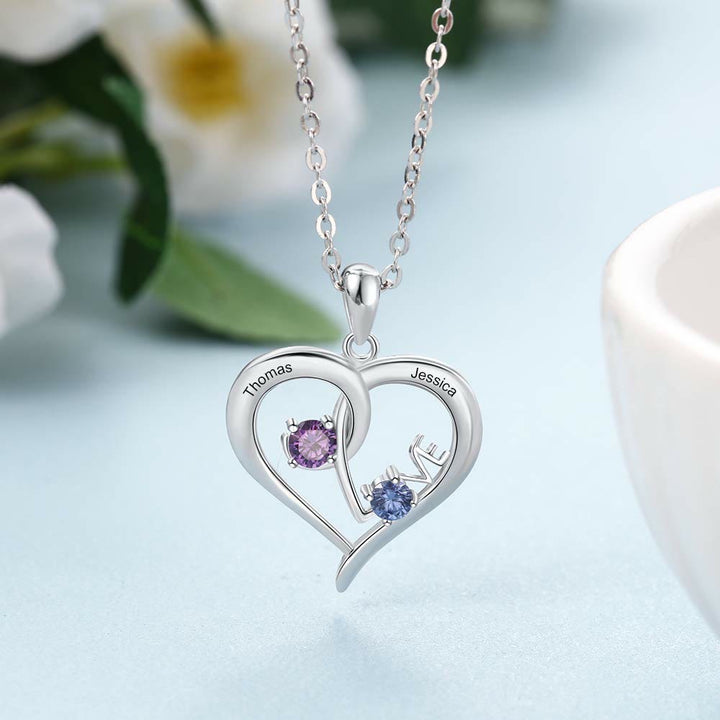 Olivenorma Personalized 2 Name Birthstones Necklace - image 2