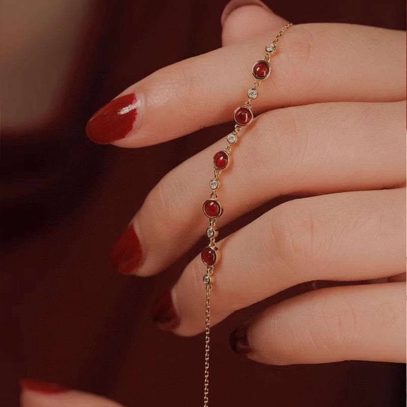 Olivenorma Natural Garnet Good Luck Gold Bracelet - image 2