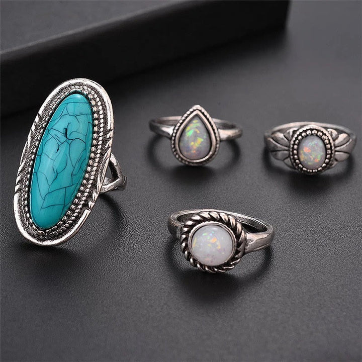 Olivenorma Opal Turquoise Elephant Leaf 8-Piece Ring Set - image 9