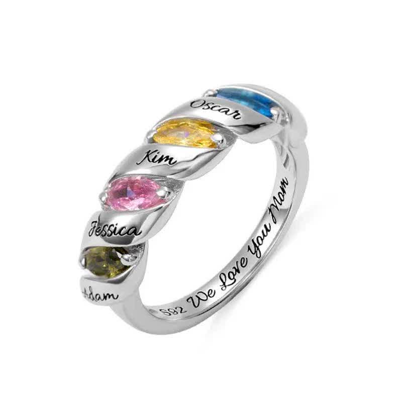 Olivenorma Memory Personalized and Engraved Birthstones Ring - 11 - 5 Birthstones - Rose Gold - image 0