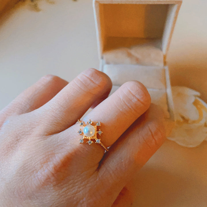 Olivenorma Romontic Flower Natural Pearl With Zircon Ring - image 4