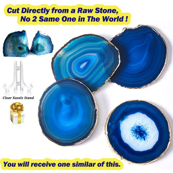 Olivenorma Blue Agate Coaster Gemstone Decoration - image 10