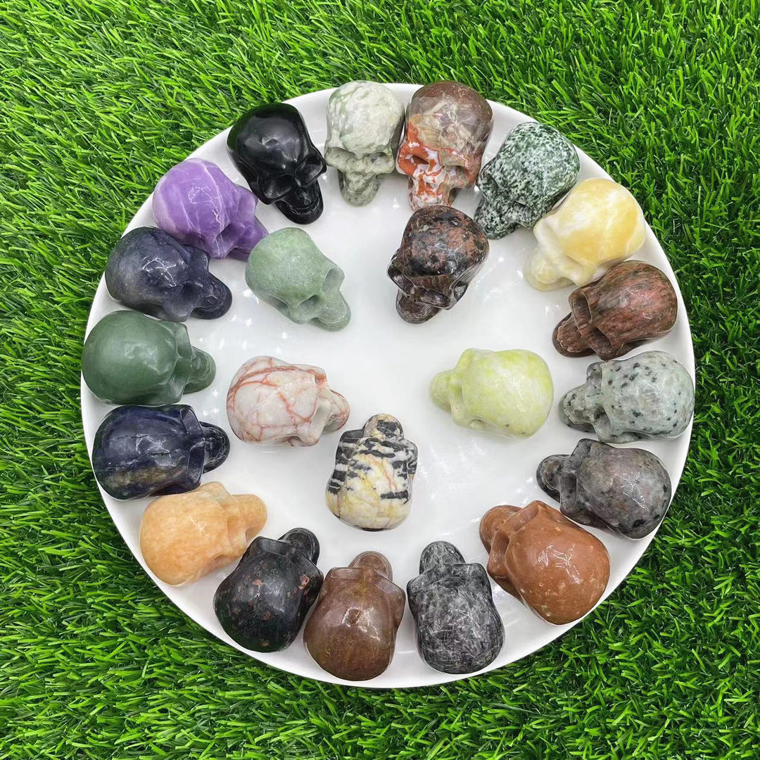 Olivenorma 5cm Carved Natural Crystal Skull Gemstone Decoration - image 36