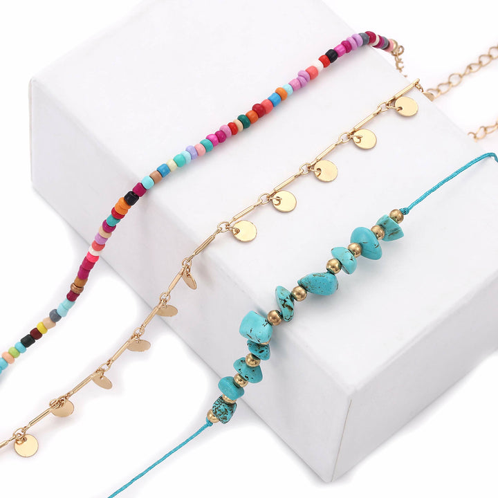 Olivenorma Turquoise Colored Beads Boho Anklet - image 2