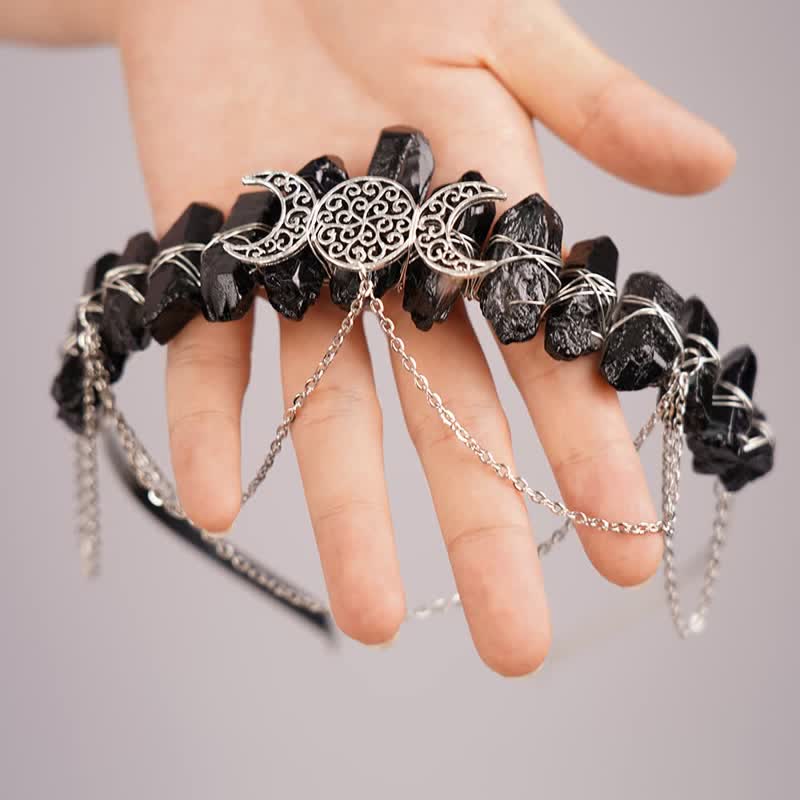Olivenorma Cresent Moon Goddess Natural Crystal Crown - image 2