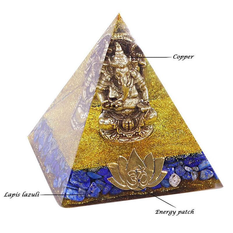 Olivenorma Lapis Lazuli With Elephant Symbol Orgone Pyramid - image 3