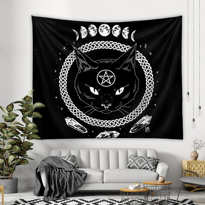 Olivenorma Black Cat Witch Moon Phase Pattern Tapestry - 180*230cm - image 0