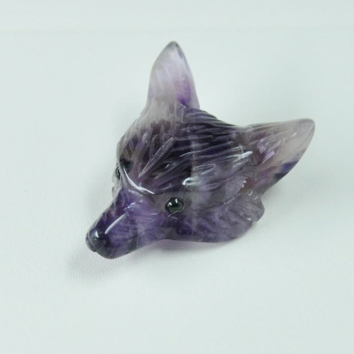 Olivenorma Spirit Guardian Wolf Head Crystal Carving Gemstone Decoration - Amethyst - With Card - image 21