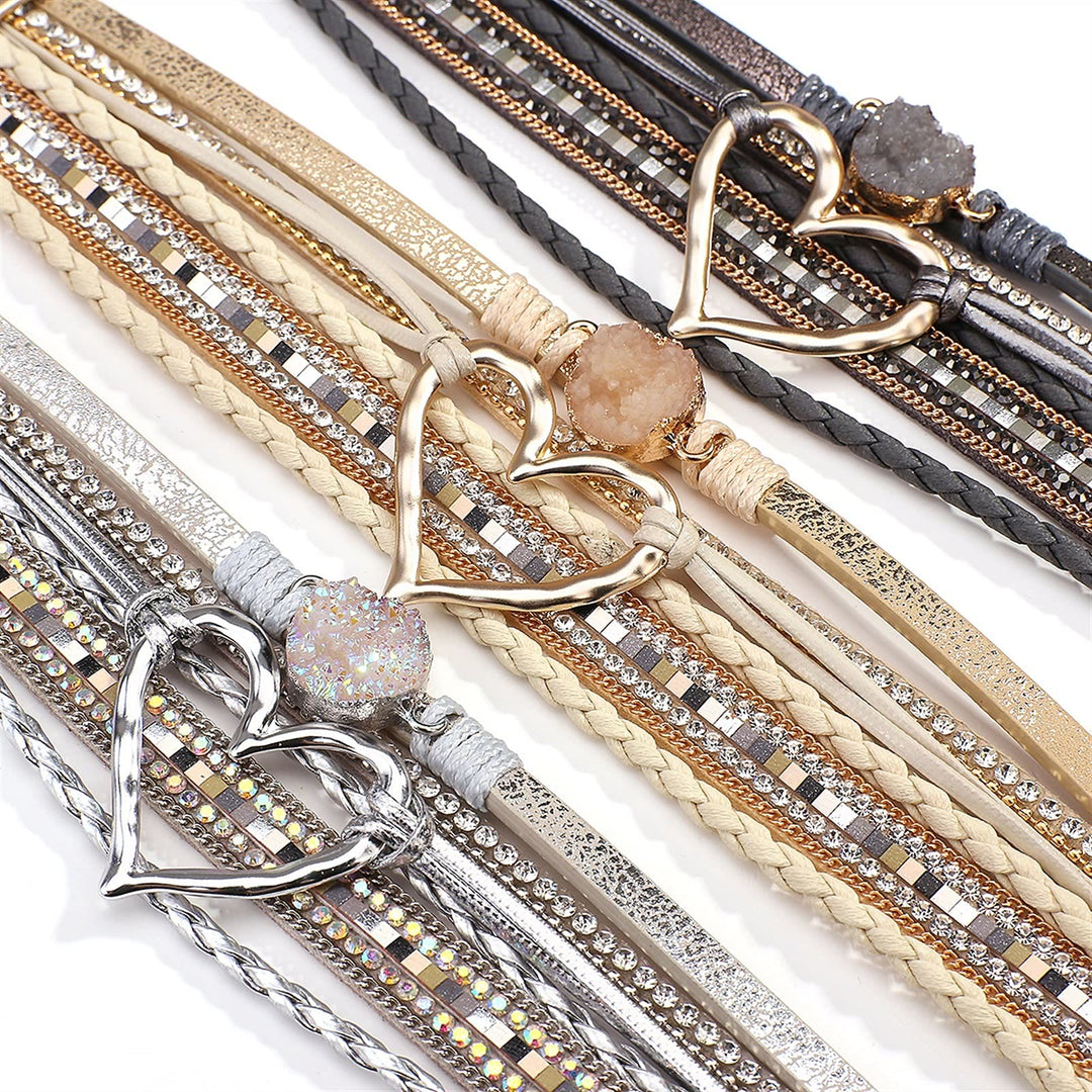 Olivenorma Bohemia Leather Wrap Hollow Heart Bracelet  - image 3