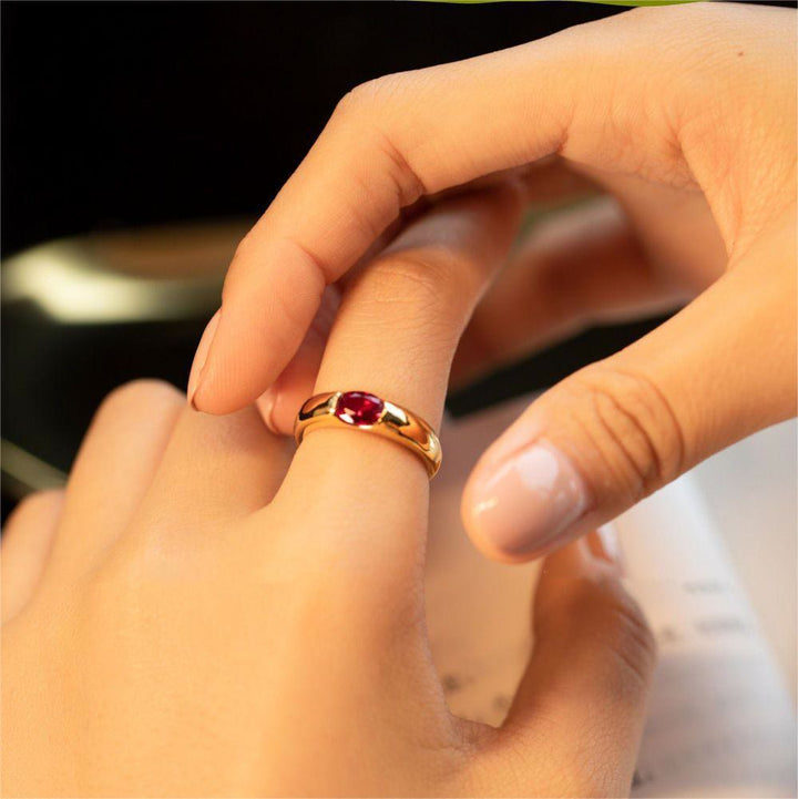 Olivenorma Garnet Gold Plated Minimalist Luxury Ring - image 4