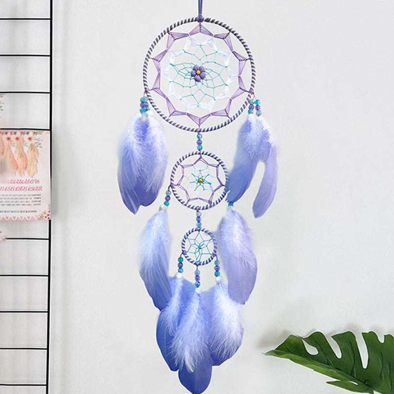 Olivenorma Acrylic Beads Blue Purple Feather Dream Catcher - image 2