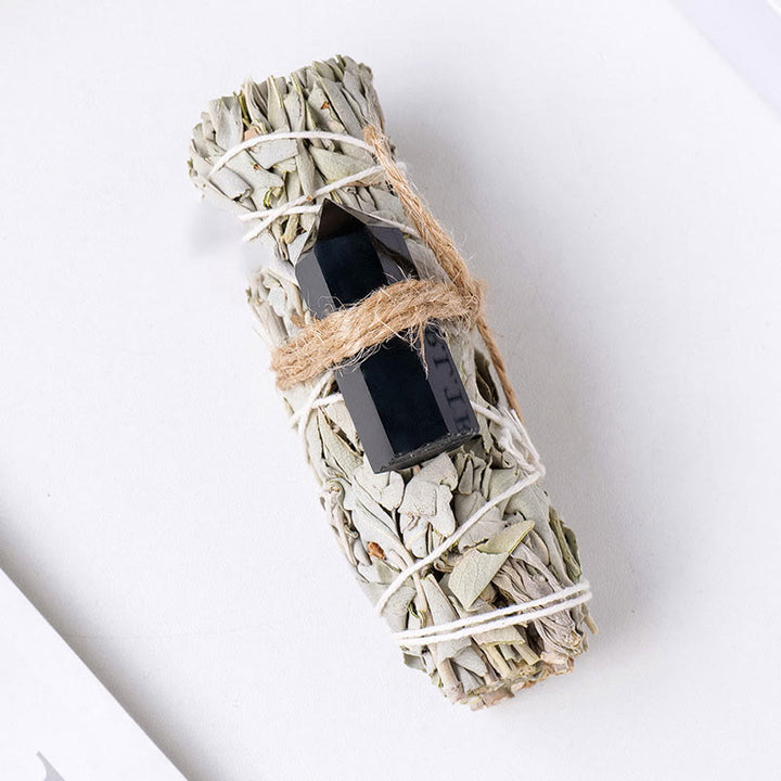 Olivenorma White Sage Hexagonal Prism Crystal Aromatherapy Gemstone Decoration - Obsidian - image 5