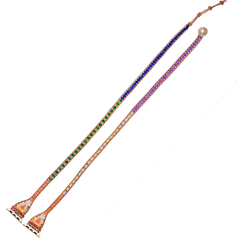 Olivenorma Natural Crystal Beaded Handwoven Apple Watch Strap - image 2