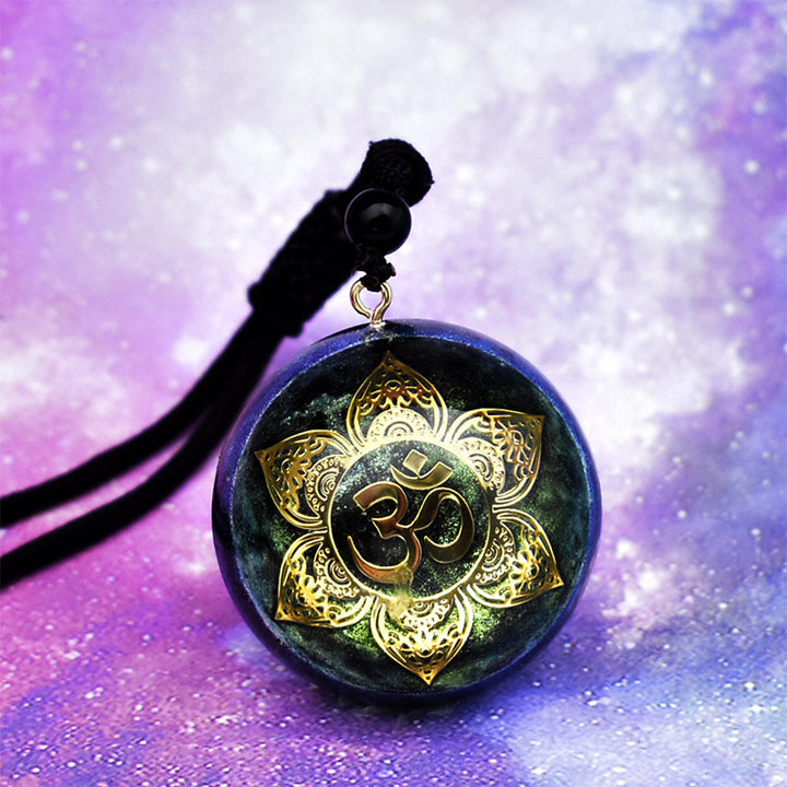 Olivenorma Lapis Lazuli OM Lotus Symbol Necklace - image 2