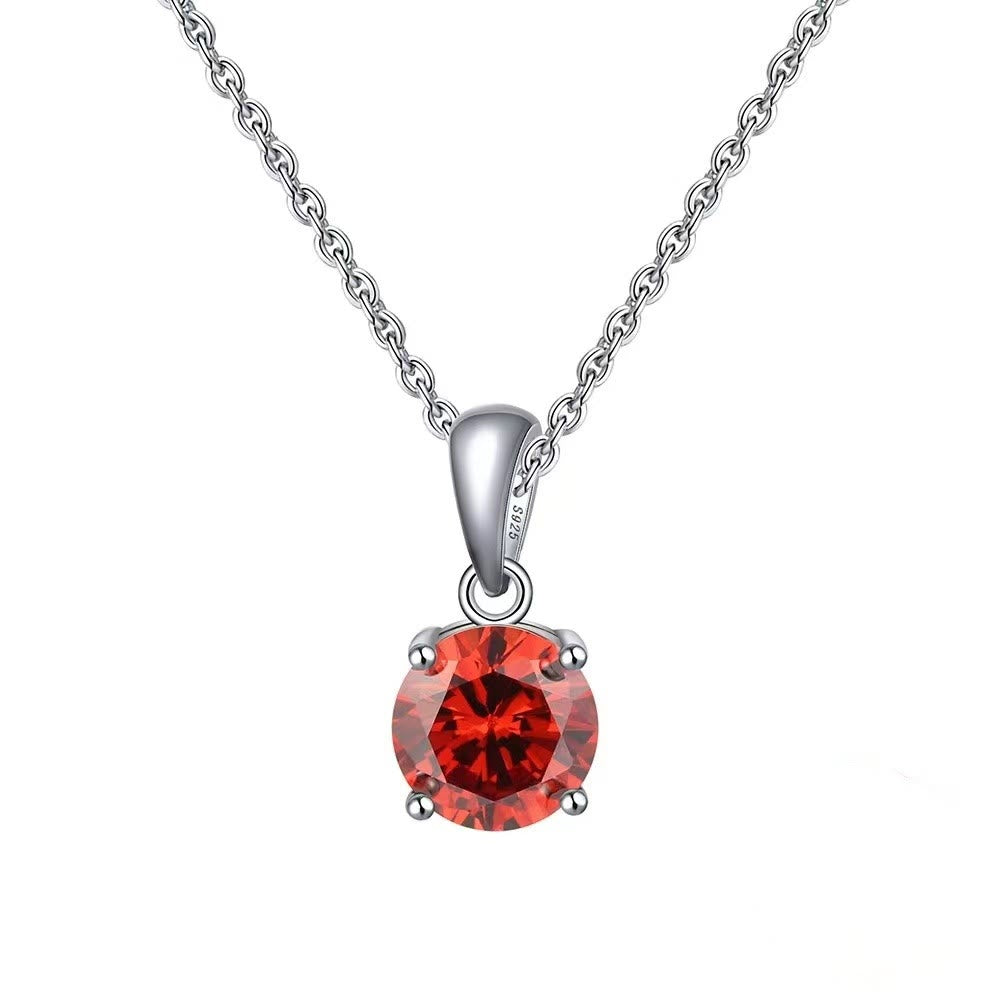 Olivenorma Multicolor Zircon Gemstone Four Claw Pendant Necklace - Burgundy Zircon - image 4