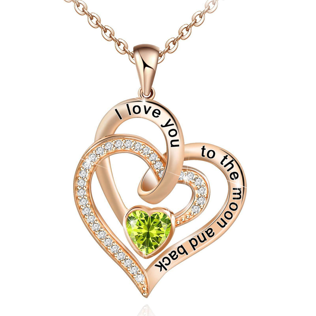 FREE Today: "I Love You to the Moon and Back" – Eternal Hearts Birthstone Necklace - Rosegold - August - Card Style Two - image 46