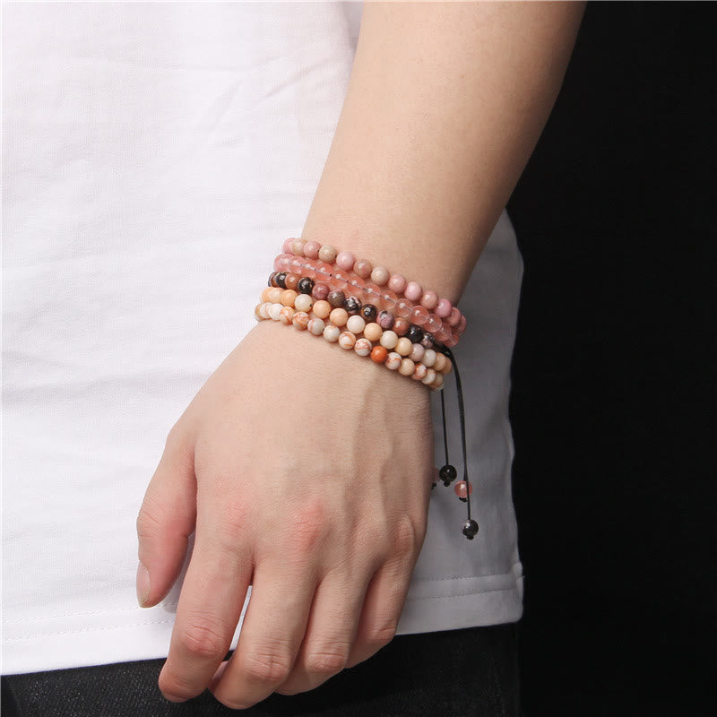 Olivenorma Natural 6mm Stone Beads Braided Wrap Bracelet - image 41