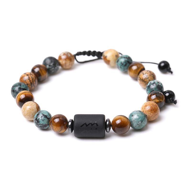 Tiger Eye Picture Jasper Zodiac Bracelet - Aquarius - image 1