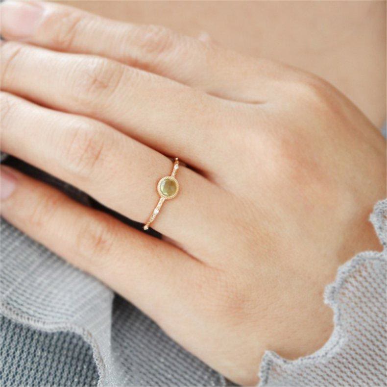 Olivenorma Natural Round Cut Green Peridot Ring - image 1