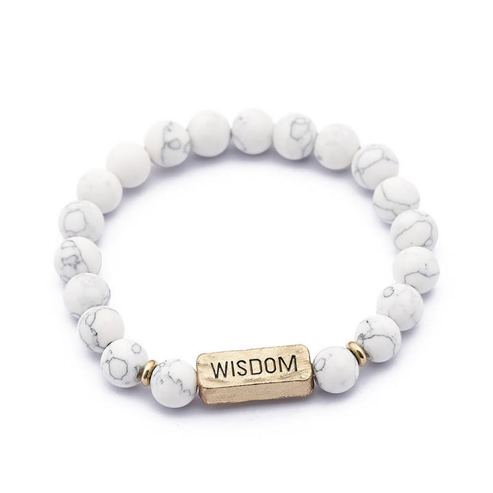 Olivenorma Natural Gemstone Wisdom Engraving Bracelet - White Turquoise - image 7