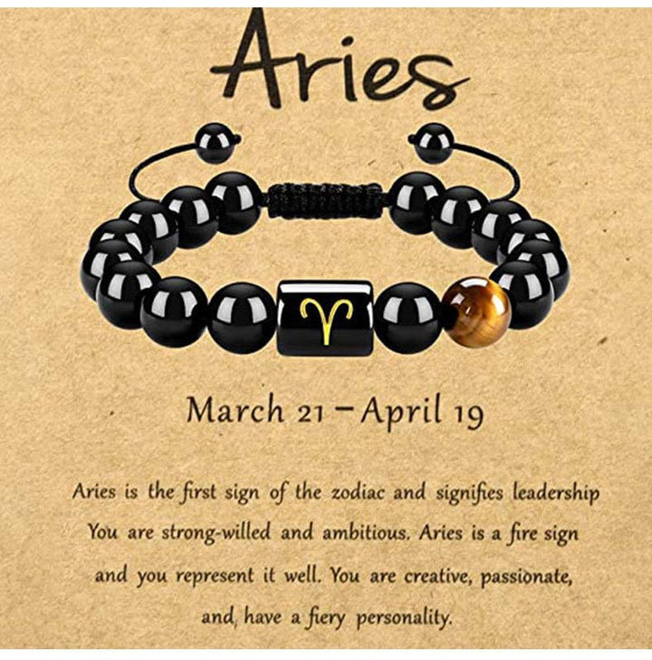 Olivenorma Tiger Eye With Obsidian Zodiac Bracelet - Aries - image 0