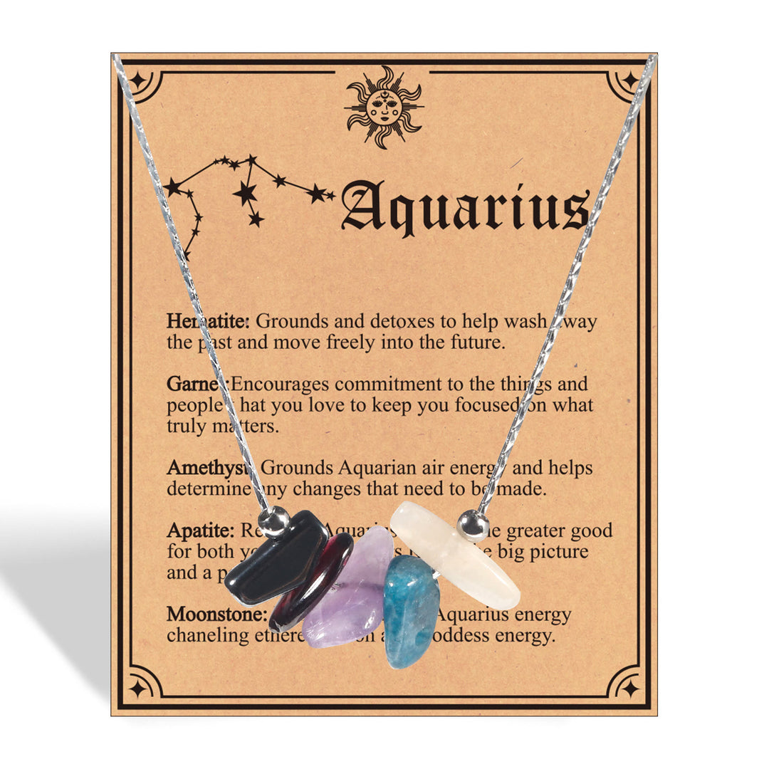 Olivenorma Natural Stone Zodiac Sign Choker Necklace - Aquarius - image 18