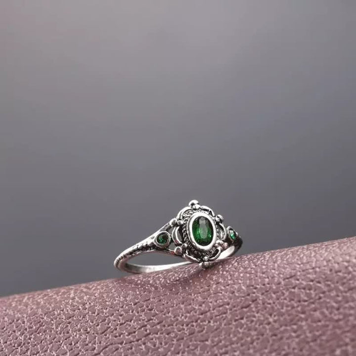 Olivenorma Natural Oval Emerald Engraved Ring - image 2