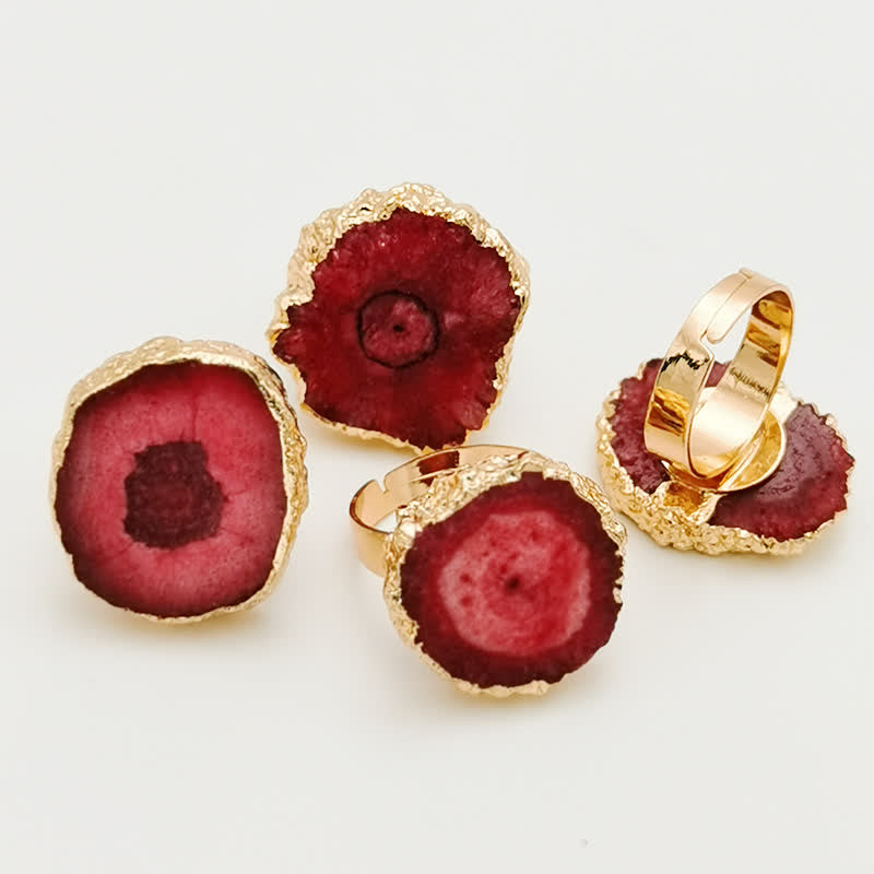 Olivenorma Natural Crystal Sunflower Adjustable Gemstone Ring - Red Quartz - image 7