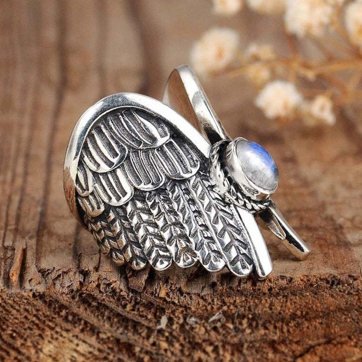 Olivenorma Angel Wings Moonstone Feather Ring - image 6