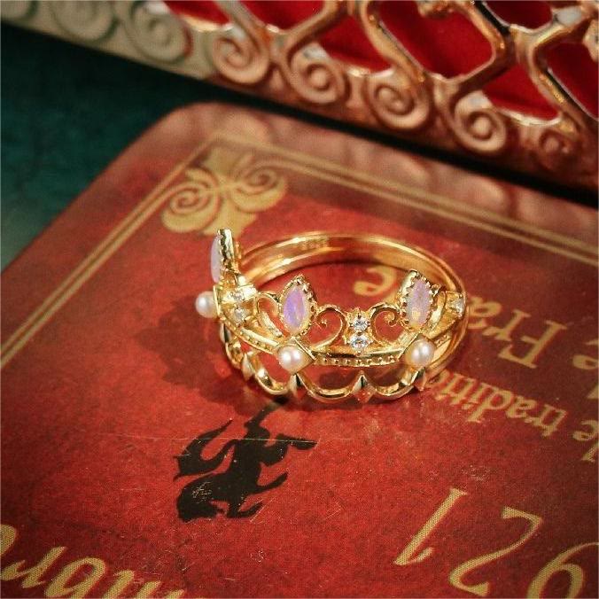 Olivenorma Opalite Freshwater Pearl Rapunzel Crown Ring - image 7
