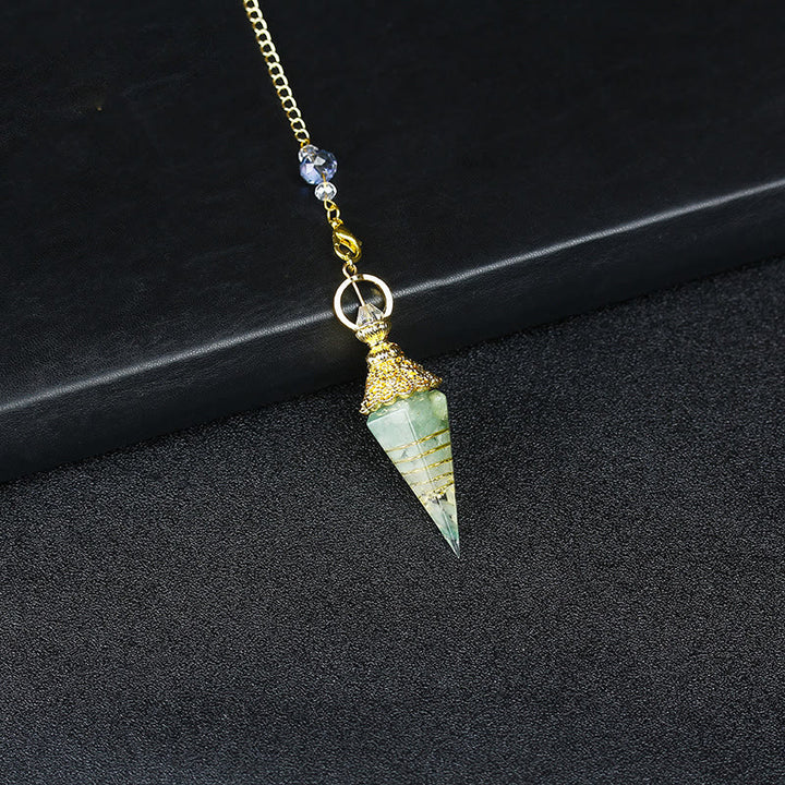 Olivenorma Natural Crystal Resin Hexagonal Pyramid Pendulum - Green Aventurine - image 43