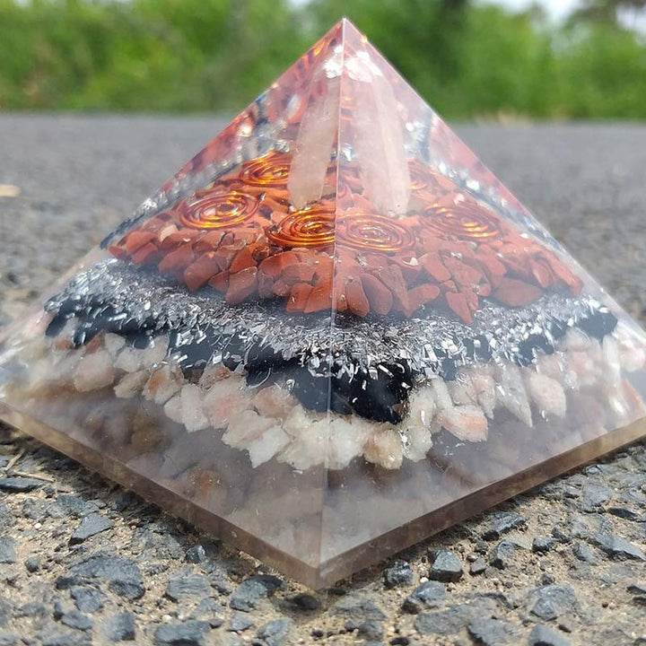 Olivenorma Clear Crysatl Pillar With Sun Stone Orgone Pyramid - image 3