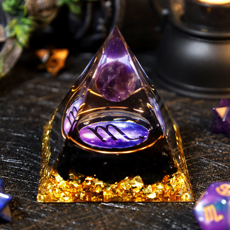 Olivenorma Amethyst Ball Obsidian Gravel Zodiac Scorpio Orgone Pyramid - 2.36''*2.36''(6cm X 6cm) - YES PLEASE $8 - image 0