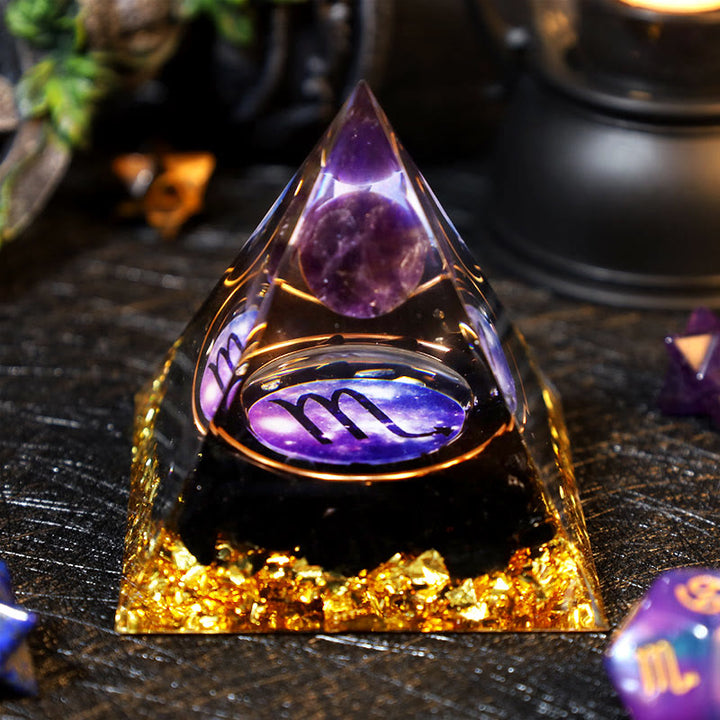 Olivenorma Amethyst Ball Obsidian Gravel Zodiac Scorpio Orgone Pyramid - 2.36''*2.36''(6cm X 6cm) - YES PLEASE $8 - image 0