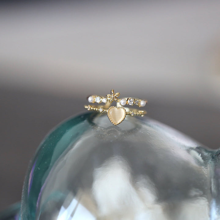 Olivenorma Cat's Eye Stone White Zircon Adjustable Ring - Cat's Eye Stone&White Zircon - image 0