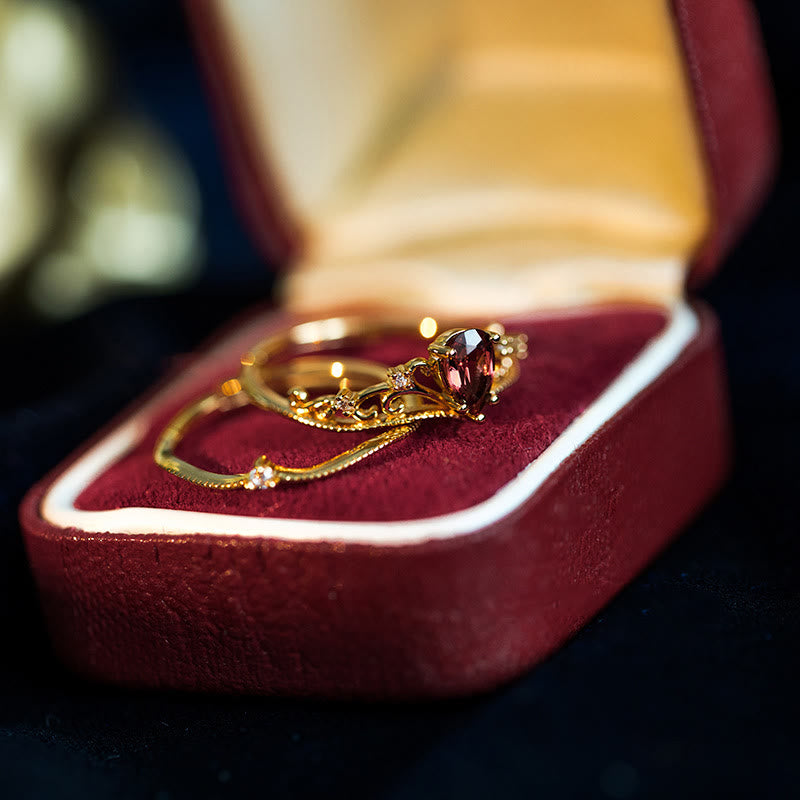 Olivenorma Red Garnet Crown Stackable Adjustable Ring Set - image 12