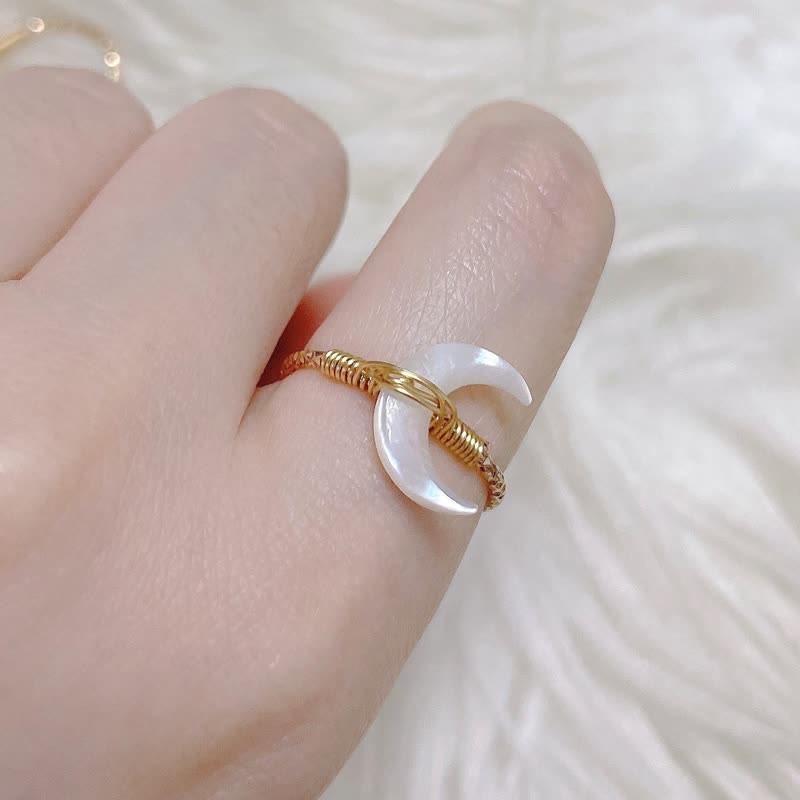 Olivenorma Nacre Crescent Open Adjustable Ring - image 1